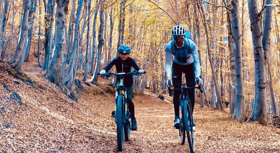 Paolo Alberati insieme al figlio, Parco Ciclistico dell'Etna