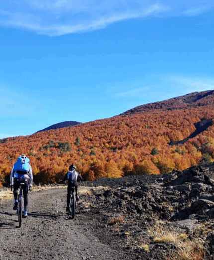 Paolo Alberati insieme al figlio, Parco Ciclistico dell'Etna