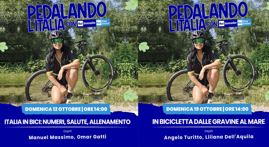 Questa la locandina di due puntate di Pedalando l'Italia con Isoradio
