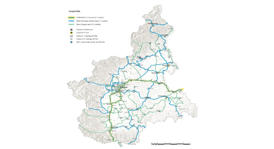 Piemonta in Bici, Regione Piemonte, mappa ciclovie