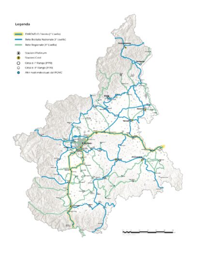 Piemonta in Bici, Regione Piemonte, mappa ciclovie