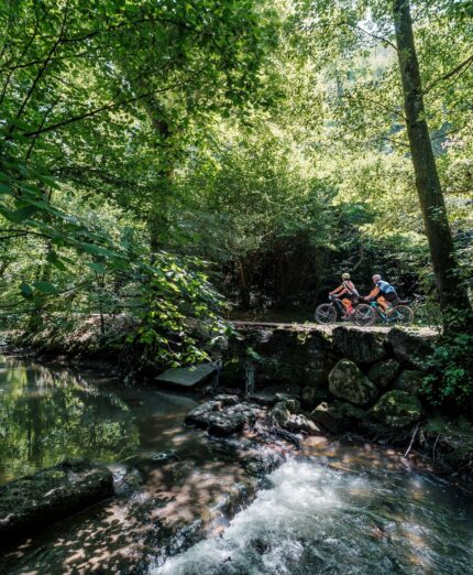 Ciclovia dei Colli e del Brembo, ciclisti nel verde