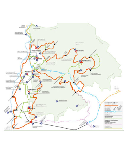 Ciclovia dei Colli e del Brembo, mappa