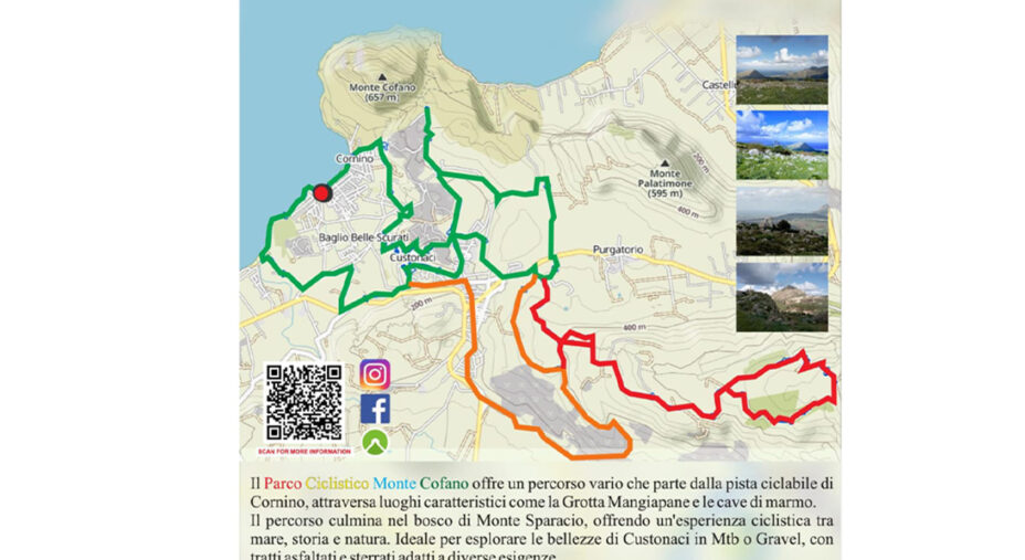 I percorsi disegnati nel Parco Ciclistico, 3 di differente colore e lunghezza