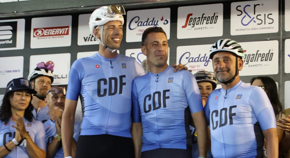 Alla 24 Ore di Feltre partecipano anche campioni affermati, qui Ballan, Nibali e Bettini