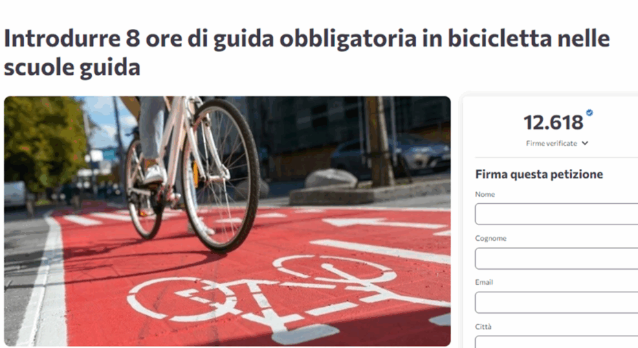 Petizione 8 ore bici scuole guida
