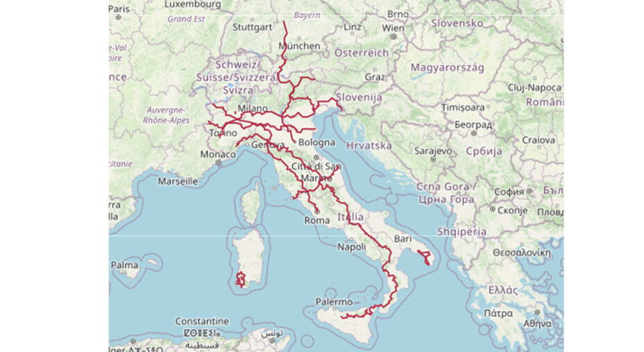 La struttura di base di Slow Map è costituita da 35 ciclovie nazionali che formano una vera rete in espansione