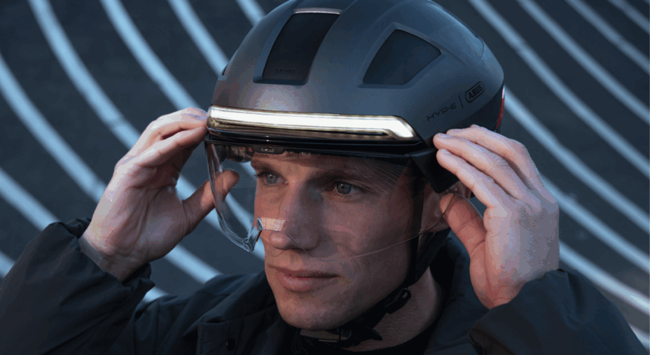 Abus Hyp-E, casco, commuting, visiera, led