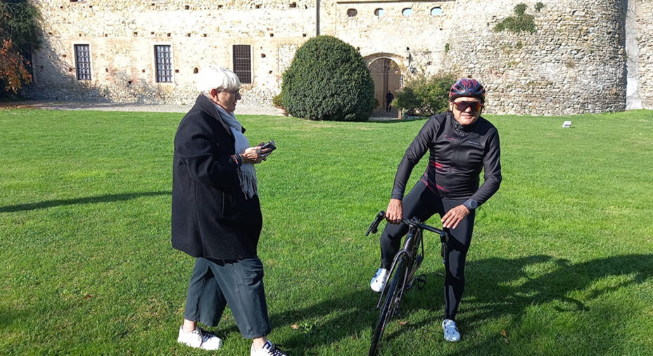 Chiappucci è facilitato nel suo ruolo di testimonial grazie a Daniela Isetti, assessore a sport e turismo (foto Comune di Salsomaggiore)