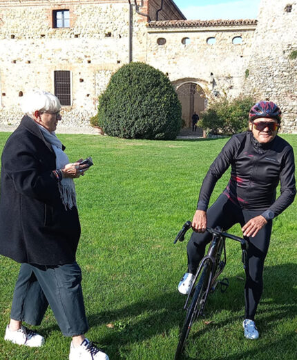 Chiappucci è facilitato nel suo ruolo di testimonial grazie a Daniela Isetti, assessore a sport e turismo (foto Comune di Salsomaggiore)