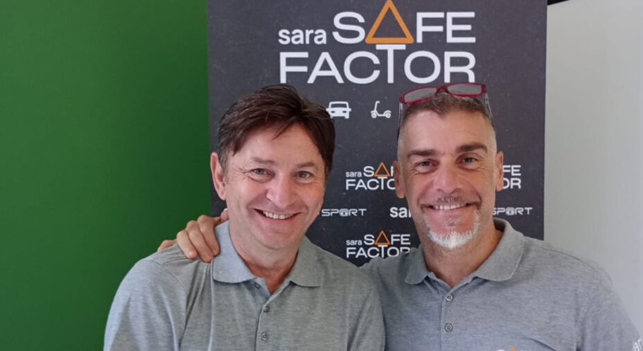 Emiliano Cantagallo, a destra, con Andrea Montermini, gli animatori di tutti gli incontri Sara Safe Factor