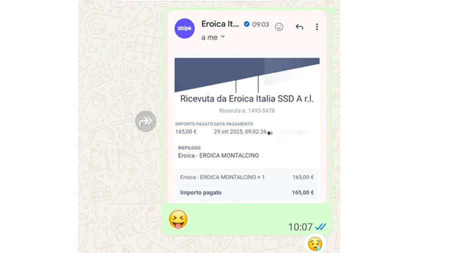 Il risultato è schiacciante: Gianna alle 9,02, Fabio alle 9,10, con tanto di emoticon sconfitto