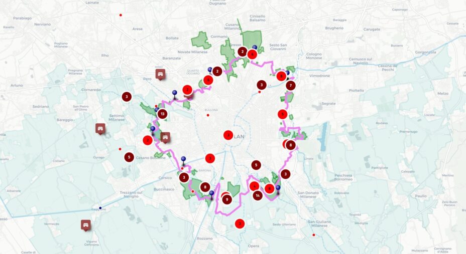 Mappa AbbracciaMI, Milano, bicipolitana