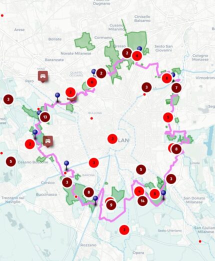 Mappa AbbracciaMI, Milano, bicipolitana