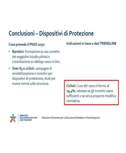 Andrea Colombo, Ministero dei Trasporti, conclusioni studio Trendline, casco, sicurezza