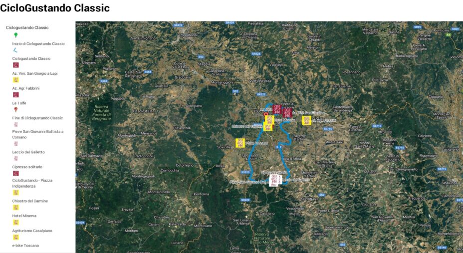 Ciclogustando, mappa percorso