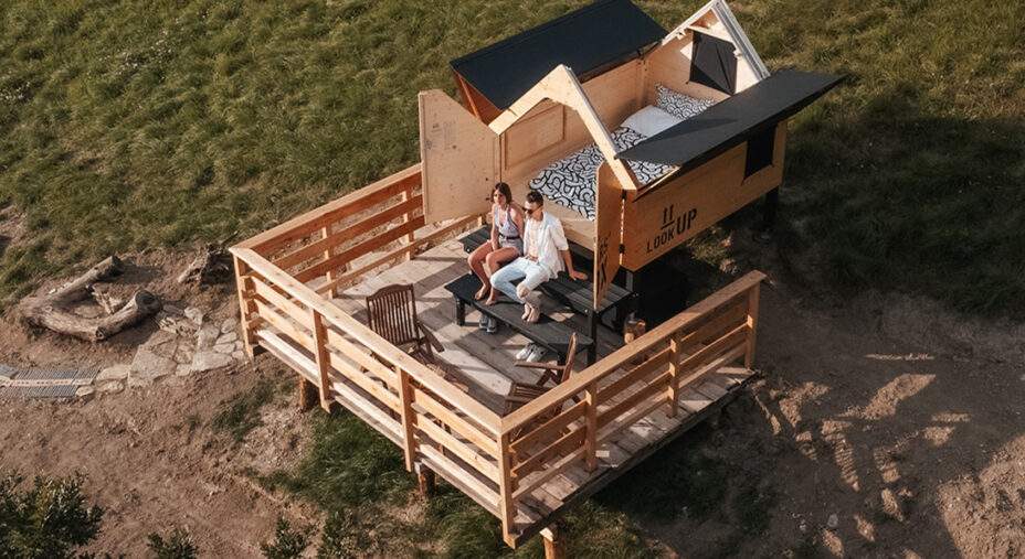 La Starsbox di proprietà dell'Aquila Nera: il tetto è rimovibile, regalando un clamoroso panorama verso le stelle