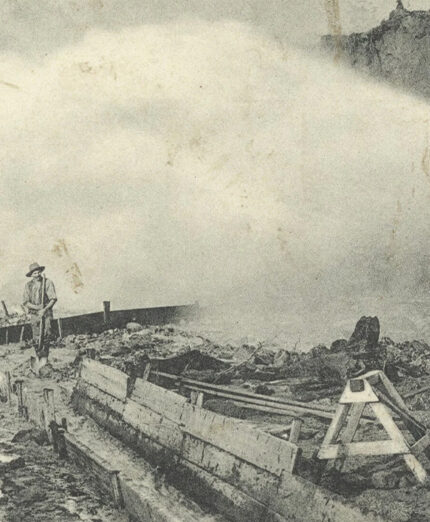 Foto d'epoca della storia di Derby, distrutta dalla grande inondazione del 1929