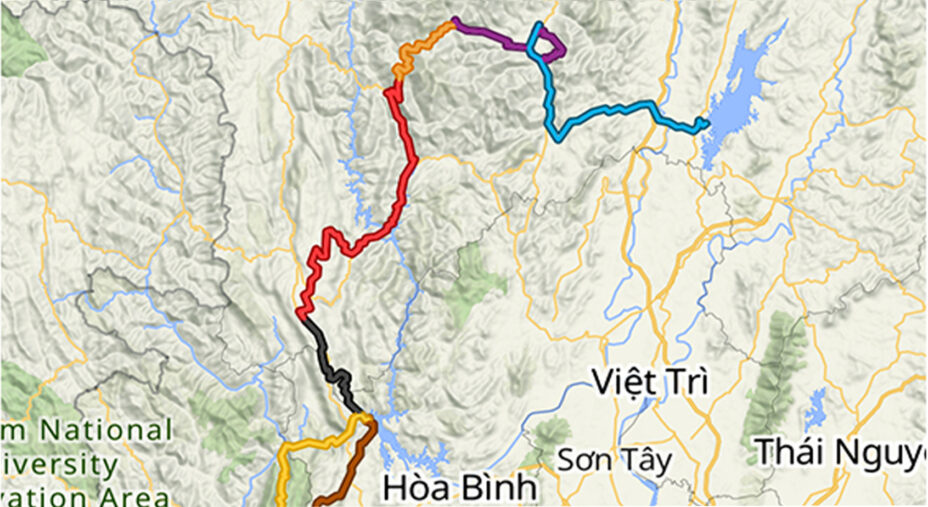 Dopo 9 tappe e un totale di 540 km, l'arrivo sul lago Thac Ba