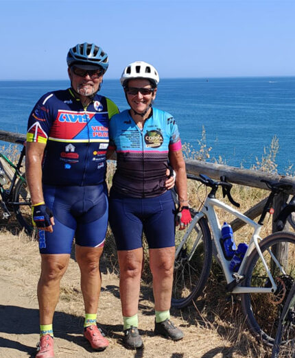 Marco Barni insieme a sua moglie. E' l'organizzatore della GF Da Piazza a Piazza, classica delle ruote grasse