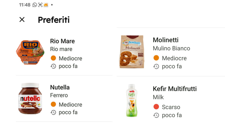 Yuka analizza gli alimenti assegnando a ciascuno un punteggio da 1 a 100