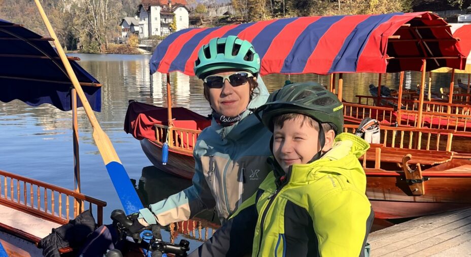 Famiglia in bici, Famigliainbici.com, lago di Bled, Slovenia