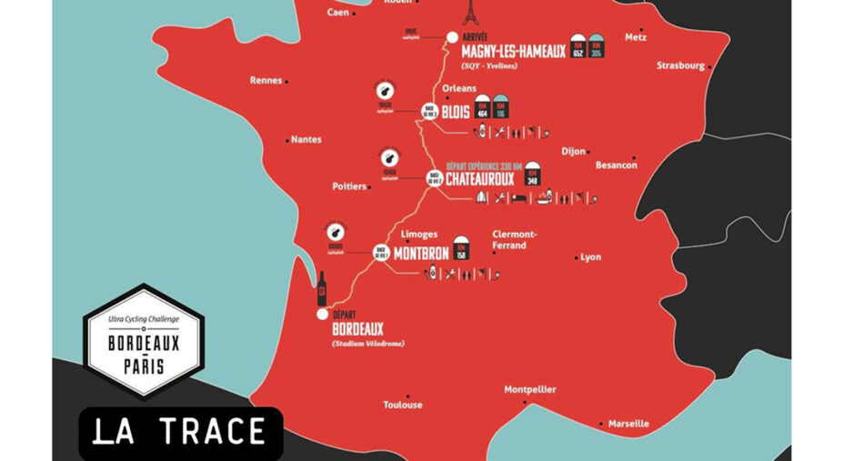 Il percorso da Bordeau a Parigi, risalendo tutto il centro della Francia, dalla zona vitivinicola alla capitale