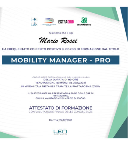 Il certificato finale che andrà a tutti coloro che supereranno il corso