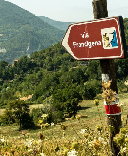 C'è un'abbondante opera di segnalazione del tracciato della Via Francigena, soprattutto a nord di Roma (foto Viefrancigene)