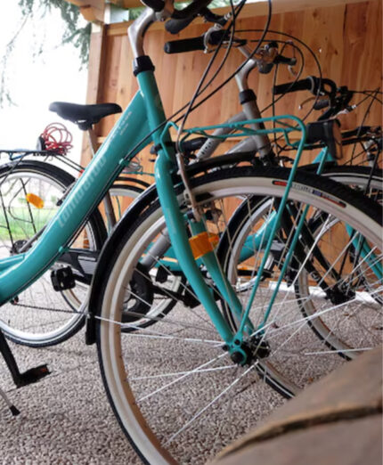 Il capanno coperto dove sono le 6 bici messe a disposizione dalla struttura e altri ricoveri