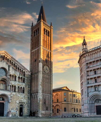 Il Duomo di Parma: la città è coinvolta attraverso molti tracciati anche attraverso la Food Valley (foto Errichiello)