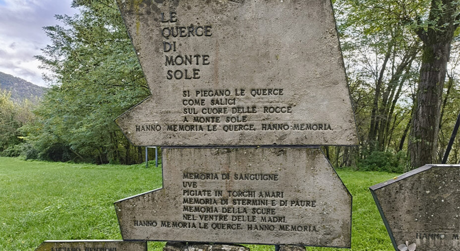 Parte del monumento di San Martino dedicato alle vittime dell'Eccidio di Marzabotto (foto Baldini)