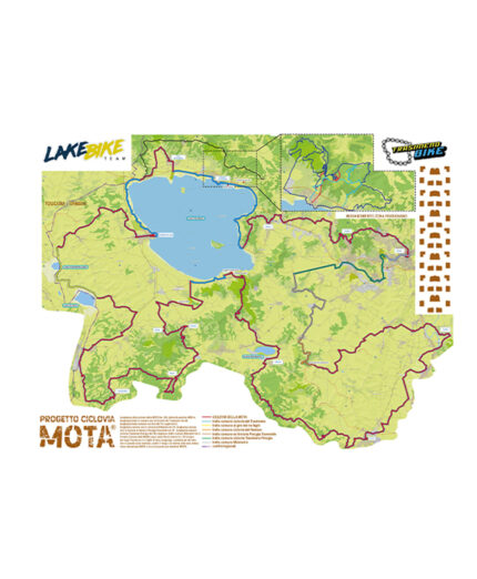La mappa della Ciclovia Mota, che si sviluppa nel Perugino per 320 chilometri toccando 13 Comuni