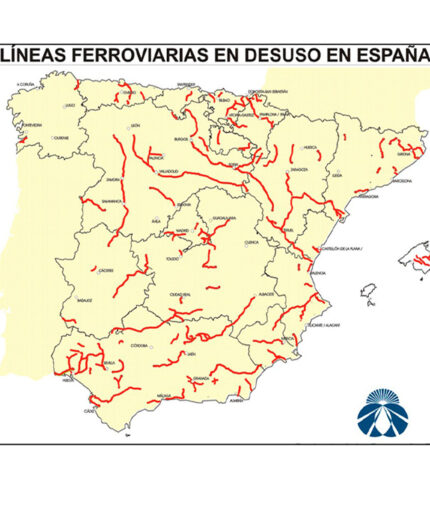 La cartina presente sul sito con tutti i principali percorsi ferroviari dismessi, base delle Vias Verdes