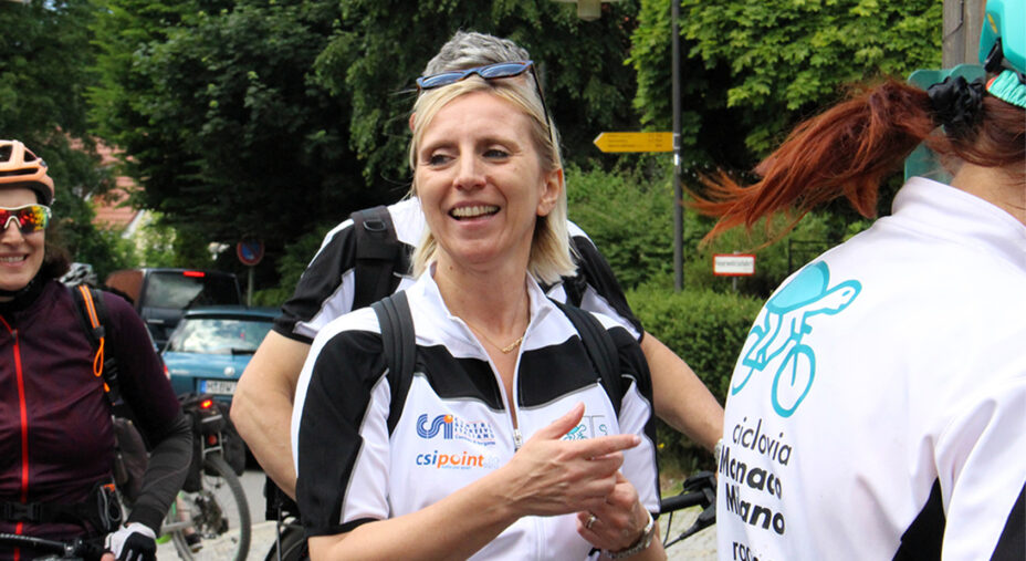 Claudia Maria Terzi, Assessore Regionale alla Mobilità presente alla partenza del bike test a Monaco