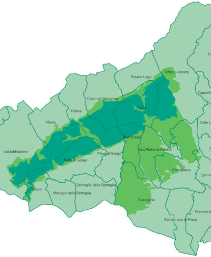 La mappa delle aree comprese nei 12 comuni che fanno parte del Patrimoni UNESCO