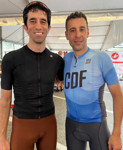 Ali Ustun, turco di Ankara, in una foto ricordo da Feltre con Vincenzo Nibali