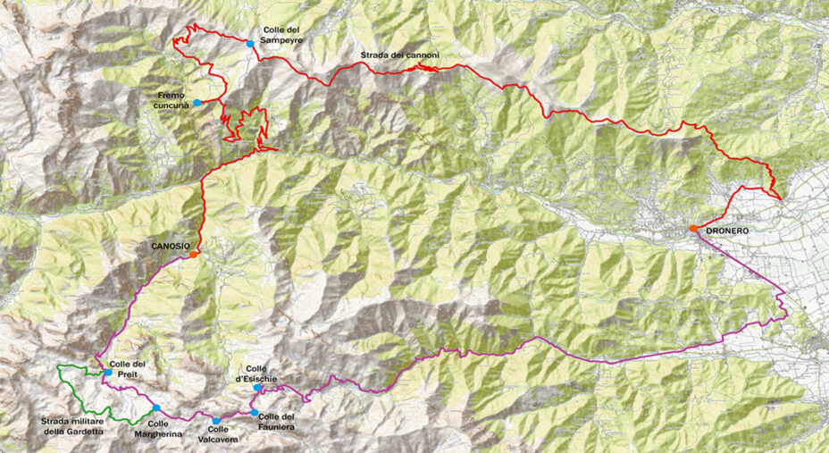Questo il tracciato del bikepacking cuneese, con partenza e arrivo a Dronero