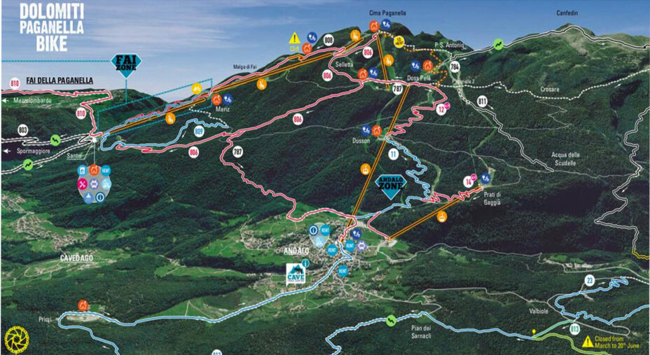Il Paganella Bike Park unisce i tre comuni: Andalo, Molveno, Fai