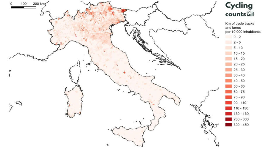 Fiab, Cycle Counts, Dati ciclabilità Italia