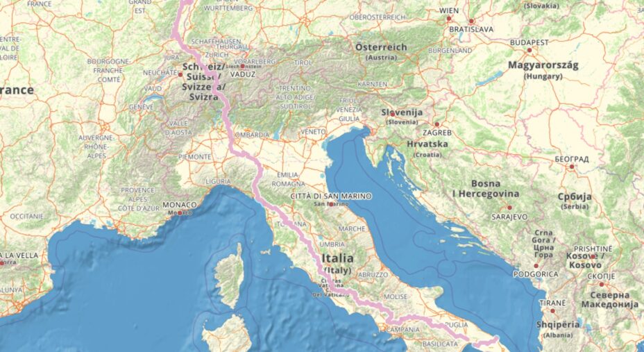 Bicistaffetta FIAB, Eurovelo 5, Via Romea Francigena