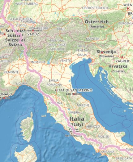 Bicistaffetta FIAB, Eurovelo 5, Via Romea Francigena