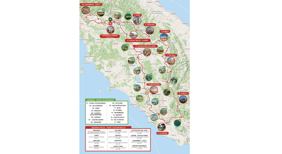 Il percorso della randonnée con i checkpoint e i punti più rappresentativi