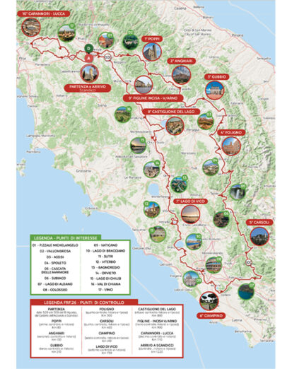 Il percorso della randonnée con i checkpoint e i punti più rappresentativi