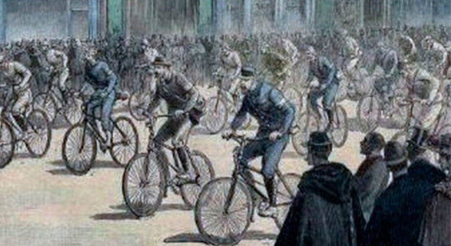 La Parigi-Brest-Parigi affonda le sue radici ai primordi del ciclismo. Qui una stampa dell'epoca