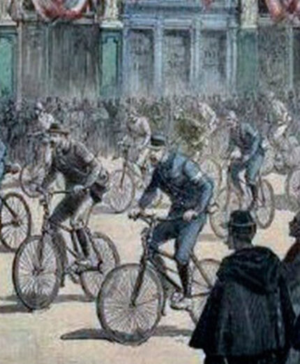 La Parigi-Brest-Parigi affonda le sue radici ai primordi del ciclismo. Qui una stampa dell'epoca