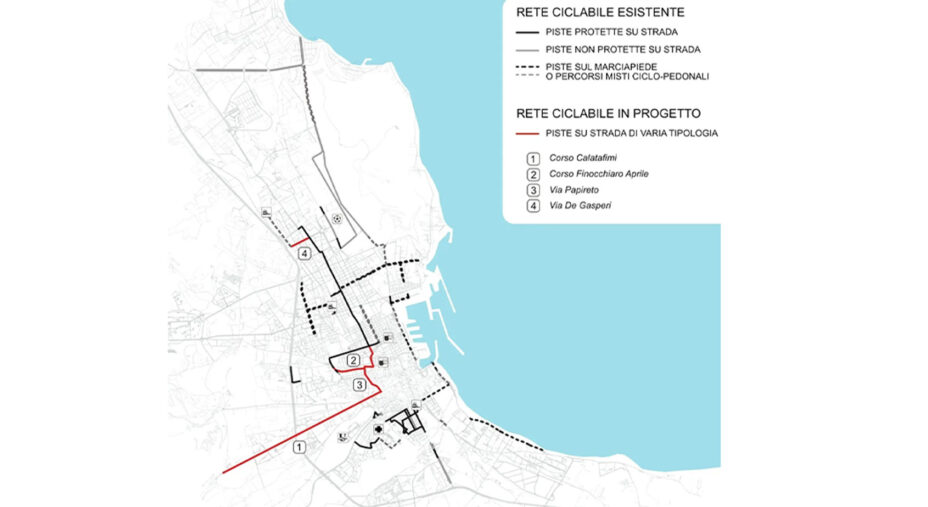 La mappa diffusa dalla Consulta della Bicicletta di Palermo per la situazione delle ciclabili urbane