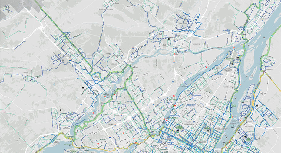 La rete delle ciclabili di Montreal conta 1.083 chilometri su sedi di diversa costruzione. 251 i chilometri su sede protetta