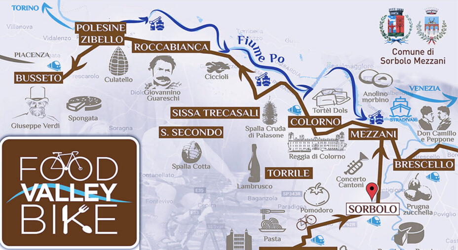 L'area dove pedalare ricade nella VenTo, nella Ciclovia del Po' Reggiano e nella Food Valley