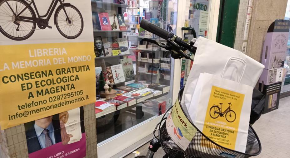Libreria La Memoria del Mondo, Magenta, consegne e-bike